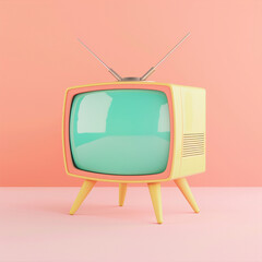 retro TV on pastel background 