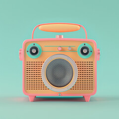retro radio isolated, pastel colors