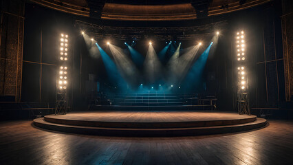 Stage with bright white spotlights