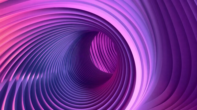 raphic design art of abstract illusion of spiral with geometric shapes of pink and violet neon lines
