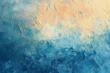 textured, cracked paint surface in blues and oranges, symbolizing depth and complexity.