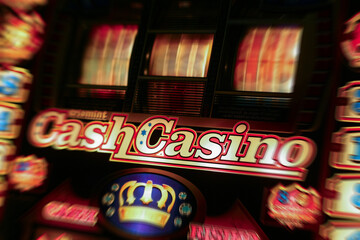 Ein Glücksspielautomat in Betrieb in einer Gaststätte.