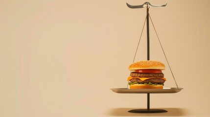 hamburger on scales with orange on beige background ::3 --ar 16:9 --quality 0.5 --stylize 0 Job ID: c5ba0661-49cf-4589-b25a-e77a60161586