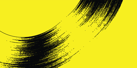 Yellow and black backdrop with dot halftone pattern element. Abstract brush grunge background. retro comic concept for your graphic design, banner or poster. Vector illustration.