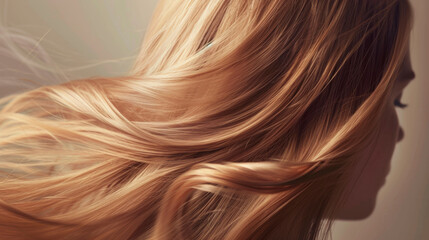 Naklejka premium Profile of Young Woman with Flowing Ginger Hair. Serenity in Motion