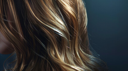 Fototapeta premium Radiant Blonde Waves: Close-Up of Luscious Hair in Soft Ligh