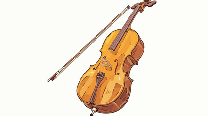 Fototapeta na wymiar Cello line icon 2d flat cartoon vactor illustration