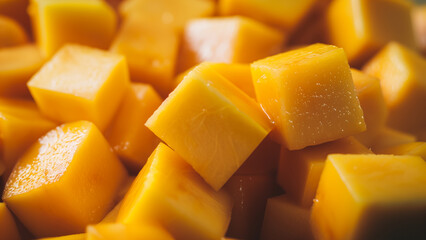 Cubed Sweetness: High-Resolution Stock Photo of Mango Cubes