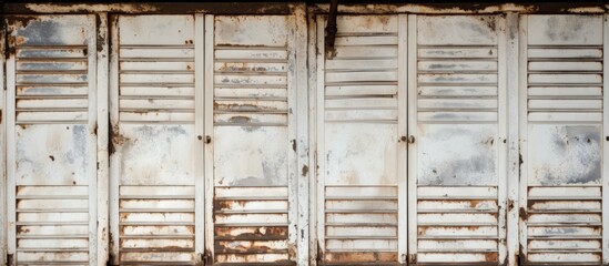 Numerous weathered and antique doors are seen up close on the facade of a building, showcasing their unique designs and textures