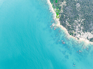 Aerial photography of coastal scenery in Qizi Bay, Changjiang, Hainan, China in summer