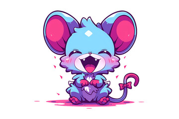 Joyful Cartoon Mouse Character.
Delightful cartoon mouse laughing, perfect for children's media, animation, and playful character design.
