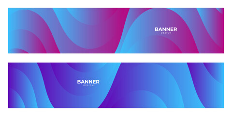 Obraz na płótnie Canvas set of pink blue purple gradient wave banner background