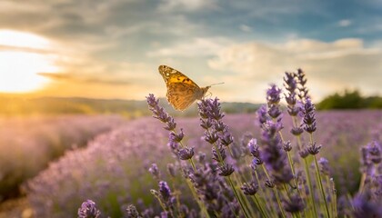 summer beauty lavender flower field plant violet purple nature butterfly