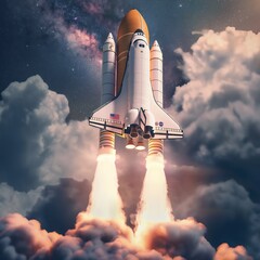 Explore the realm of space exploration and technology, encompassing advancements in satellite technology, space tourism, and rocketry. - obrazy, fototapety, plakaty