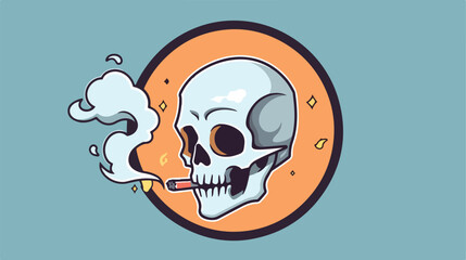 Cigarette icon vector with skull 2d flat cartoon va