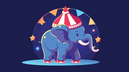 Circus elephant vector 2d flat cartoon vactor illus