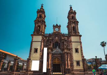 Exterior details of the Diocesan Cathedral of Zamora Michoacán.