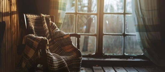 A chair in front of a window