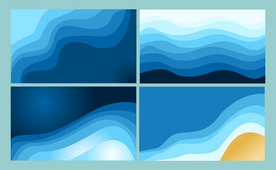 vector blue water wave shape layer concept pattern abstract background