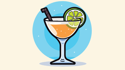 Cocktail Margarita vector cartoon icon with round s