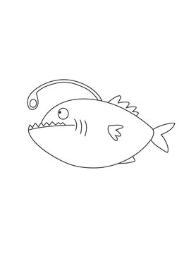 recommend clip art: Angler Fish Coloring Page for Print. Underwater animals and Ocean Life Creatures.