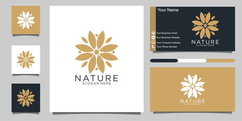 Fototapeta na wymiar beauty Flower logo, business card, beauty lotus flower line logo feminine