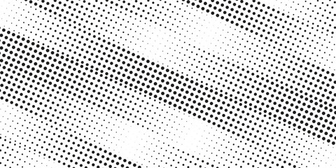 Halftone black and white grunge. Texture of dots scattered on a white background. Abstract pattern in vintage art style print on business cards, badges, labels. - obrazy, fototapety, plakaty