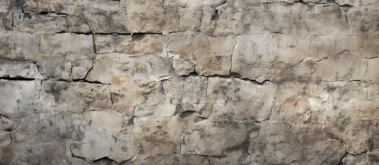 A tall giraffe with a patterned coat standing gracefully on a narrow ledge in front of a textured stone wall