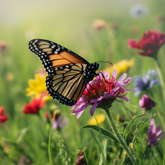 Naklejka premium Monarch Butterfly on a Wildflower