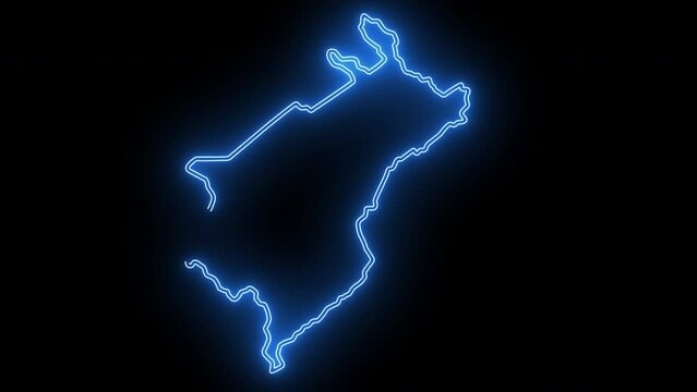 map of merida in venezuela with glowing neon effect