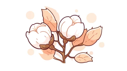 Fotobehang Cotton flower. Hand-drawn organic cotton icon. Dood © Mishi