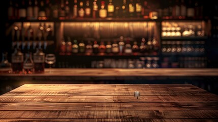 wooden bar in a tavern - obrazy, fototapety, plakaty