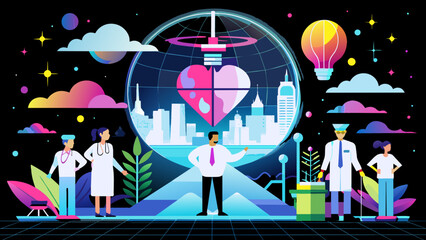 Global Healthcare: A Vector Illustration of a Doctor Conducting a Checkup on Earth
