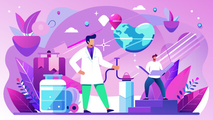 Global Healthcare: A Vector Illustration of a Doctor Conducting a Checkup on Earth