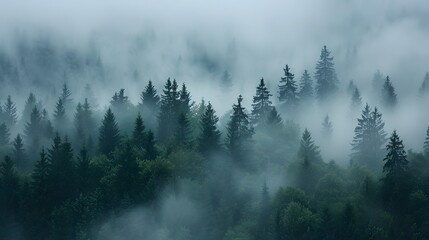 morning fog and a forest