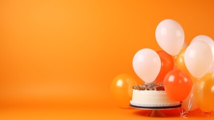 Beautiful airy multi-colored gel balloons with a cake on an orange background, no text, no inscriptions, no advertising, no people --ar 16:9 --quality 0.5 --stylize 0 --v 5.2 Job ID: eabcde84-5b7e