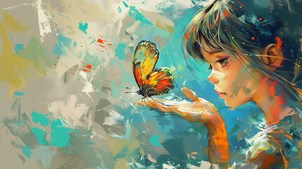 girl and butterfly painting