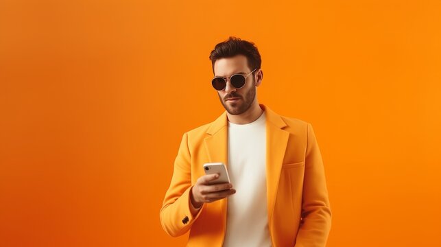 Young man in stylish urban outfit taking photos on smartphone, orange background, no text, no inscriptions, no advertising --ar 16:9 --quality 0.5 --v 5.2 Job ID: 1967dc43-705d-4d01-b258-34af04b40f24
