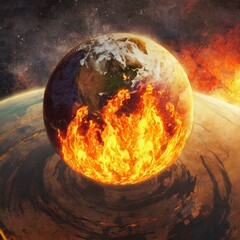 earth burning in space