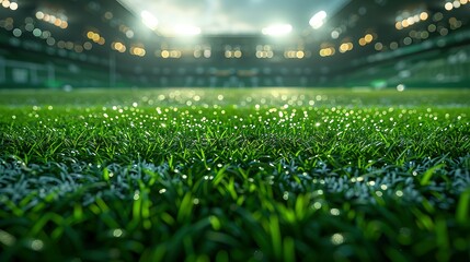 football stadium with lights - grass close up in sports arena - background - generative ai - 775449531