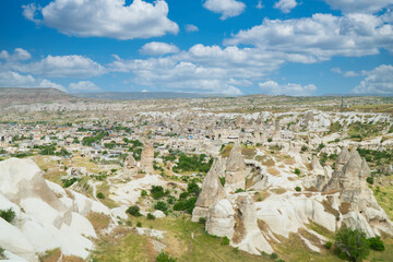Cappadocia landscape of large stones and trees. Turkey. 