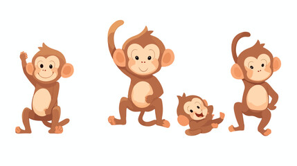Cute monkey cartoon 2d flat cartoon vactor illustra