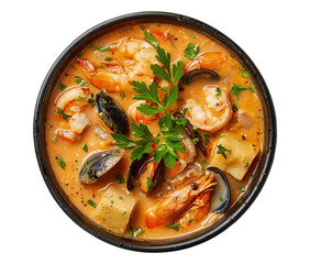 Seafood chowder on transparent background