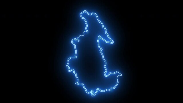 map of Puerto Ayacucho in venezuela with glowing neon effect