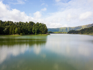 Twin Lakes Lagoon in Sete Cidades. Island  of São Miguel, Azores Portugal
