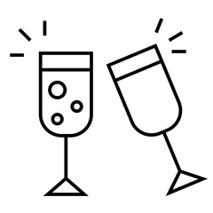 Champagne Glasses and Cheers Icon. 