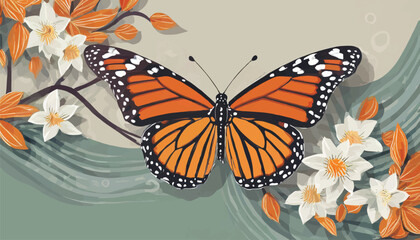 Collection of Monarch Butterfly Silhouettes: Vector Illustration on a White Background