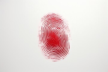 Red fingerprint on a white marble background.