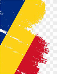 Romania brush paint textured isolated  on png or transparent background. vector illustration