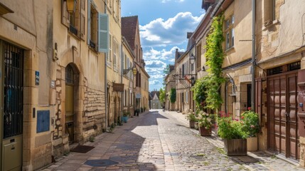 Fototapeta premium Narrow Cobblestone Street in Old European Town